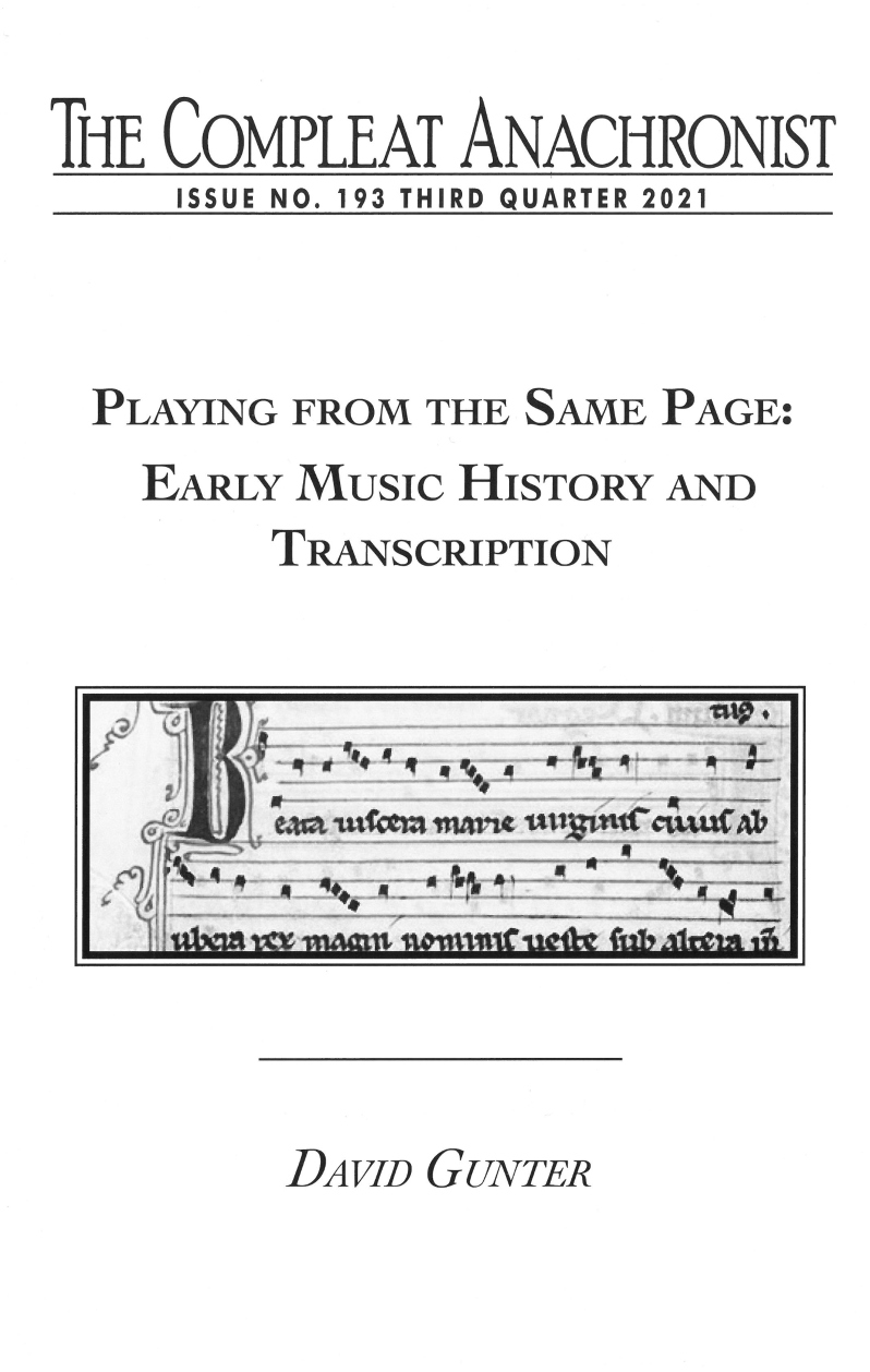 Product Description: Another marvelous volume of The Compleat Anachronist, in which is contained a brief study of Early Music, its history, and its transcription. Topics covered include rhythms, tablatures, and French and Italian Lute Notations. A wonderful book for any music lover in your life.</br> 193. Playing from the Same Page: Early Music Histo