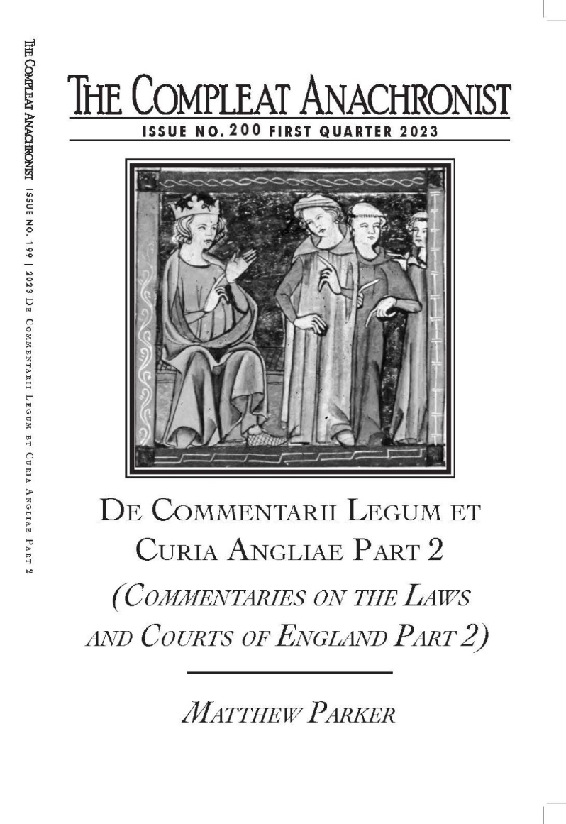 Product Description: Written by a21st-century lawyer, theDe Commentarii Legum et Curia Angliae(Commentaries on the Laws and Courts of England) seriesprovides modern readers with a view on English laws and legal structures as they existed largely in and leading up to the 16th century. Civil, common, and canon law are covered, along withthe education of lawyers in Tudor England, law versus equity, peerage law, the major courts of the Tudor period, and the role of Sir Thomas More, one of the most influential 16th-century English lawyers.</br></br>This is Part 2, being the sequel to The Compleat Anachronist 199De Commentarii Legum et Curia Angliae (Commentaries on the Laws and Courts of England).</br> 200. De Commentarii Legum et Curia Angliae, Part 2