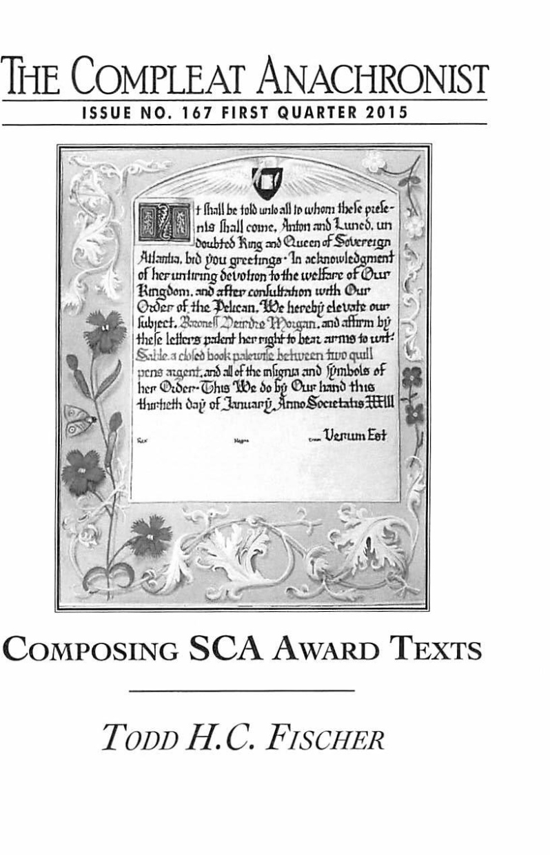 Product Description: 167. Composing SCA Award Texts